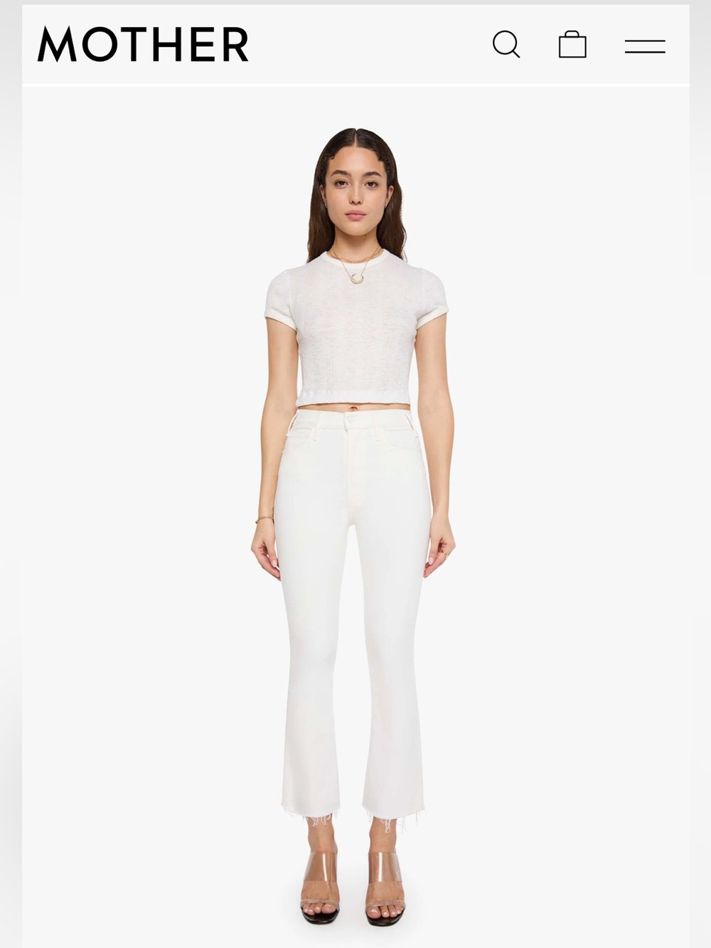 MOTHER The Hustler White Ankle Fray Jeans in fairest of them all wash. Size 27